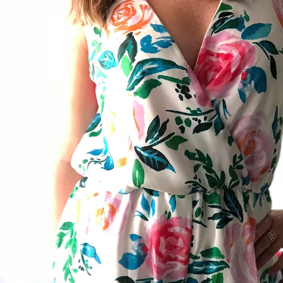 Pants - SALE // Floral romper with ruffle bottom